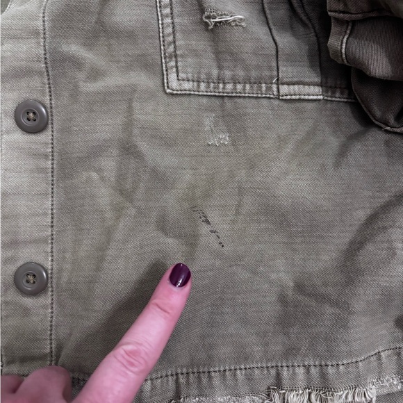 American Eagle Military Green Lightweight Crop Jacket Size Large - Picture 6 of 9